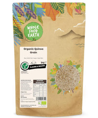 Boabele de quinoa organică Wholefood Earth – 2kg | Crudă | Fără OMG | Vegană | Bogată în fibre | Certificată organică
