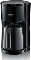 Aparat de cafea cu filtru SEVERIN cu carafă termică, aparat de cafea pentru până la 8 cești, aparat de filtru atractiv cu carafă izolată, negru, 1 litru, KA 9306