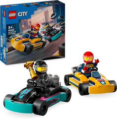 LEGO City Go-Karts cu piloți, set cu 2 minifigurine de piloți și mașini de curse, jucărie pentru mașini de la 5 ani pentru băieți și fete, cadou distractiv pentru copii 60400 Seturi de constructie Besuche den LEGO-Store Singur