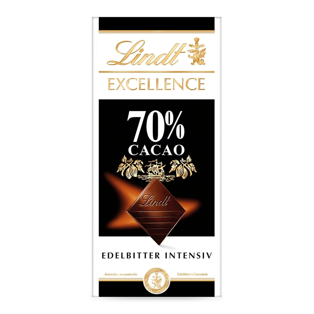 Ciocolată Lindt | Baton EXCELLENCE 70% | 100g | Ciocolată neagră intensă, corpolentă | Baton de ciocolată vegan