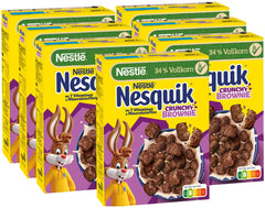 Nestlé NESQUIK Crunchy Brownie, cereale crocante pentru micul dejun cu bucăți de ciocolată și o formă inovatoare pentru un plus de crocant, pachet de 7 (7 x 300g)