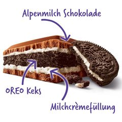Milka Mmax Oreo – Ciocolată cu lapte alpină cu fursecuri Oreo crocante și cremă de lapte – 300g