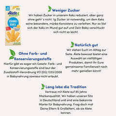 Biscuiți Alete Conscious pentru copii, de la 8 luni, biscuiți cu unt din grâu pentru copii, biscuiți ambalați convenabil ca o gustare mică, perfecți pentru drum și între ore, 1 x 180 g