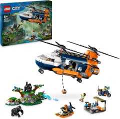 Elicopter LEGO City Jungle Explorer, set de joacă de aventură pentru copii 8+, cadou de Crăciun sau aniversare pentru copii, 5 minifigurine și 3 gorile 60437 Seturi de constructie Besuche den LEGO-Store Titlu implicit