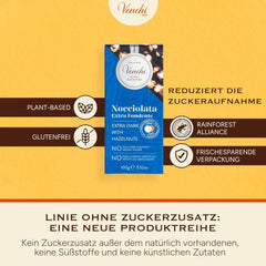 Venchi – Pachet de 6 batoane de ciocolată neagră cu alune de pădure, 600g – Fără zahăr adăugat – Fără îndulcitori artificiali – Fără gluten – Vegan – Idee de cadou