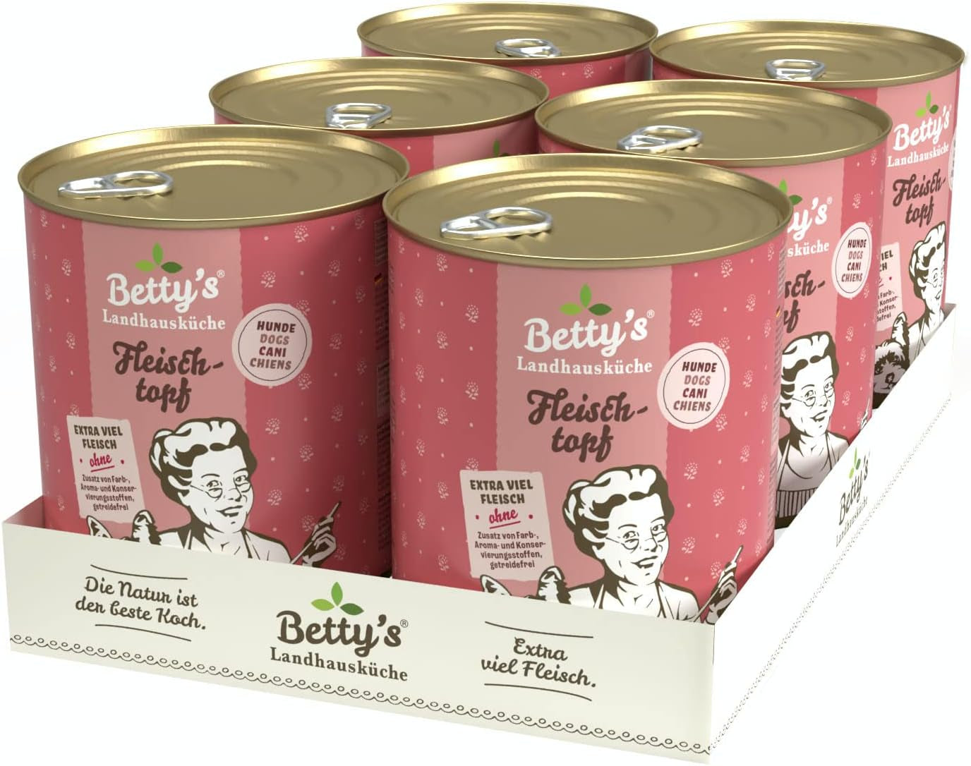 Betty'S Landhausküche cutie de hrană umedă pentru pisici, Fără cereale, Cea mai bună calitate, Carne de înaltă calitate, Gently cooked, Potrivit pentru toate rasele de pisici, Pui și fazan cu ulei de borangic 6 X 200 G