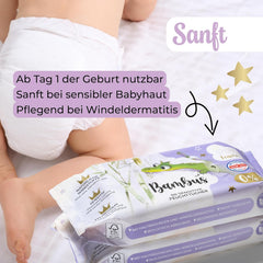 Șervețele umede Millis Bamboo Baby Sensitive pentru pielea delicată a bebelușilor – 5 x 60 bucăți – Curățare naturală, blândă și sustenabilă – Șervețele biodegradabile pentru bebeluși, fără plastic și fără alcool