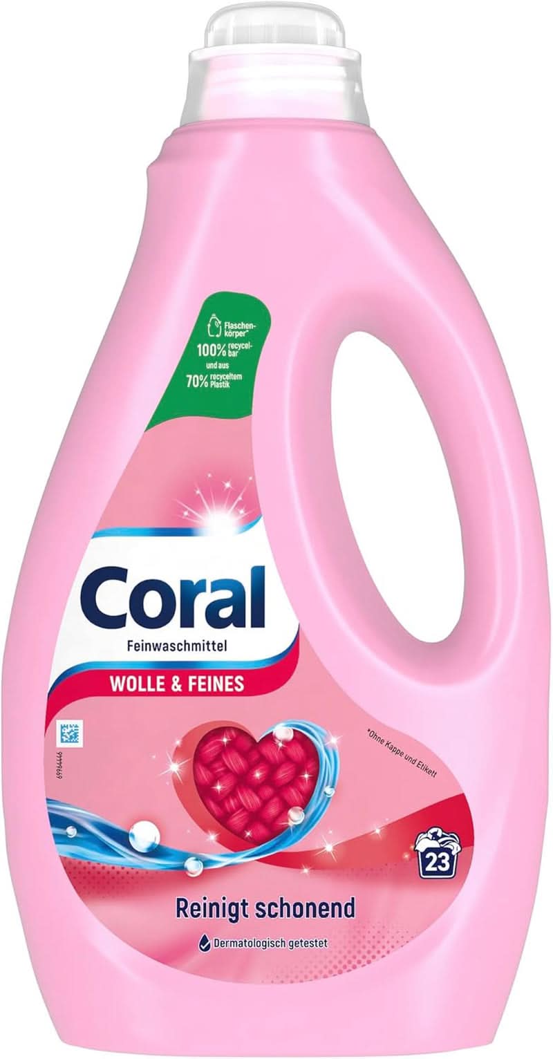 Coral detergent lichid delicat pentru lână și rufe delicate, 23 spalari, 1,15 litri Detergenti Rufe Naty Shop 1.15 litri