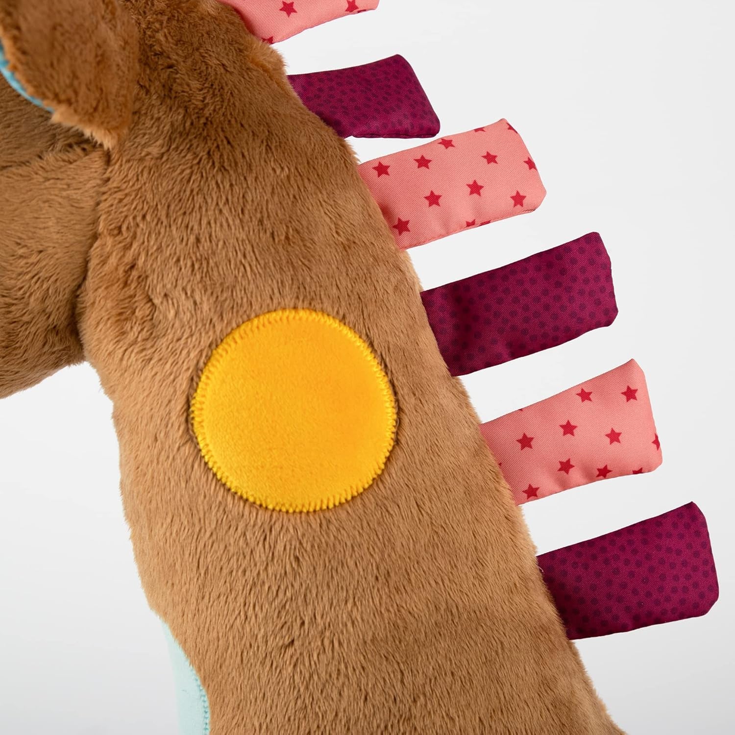 SIGIKID 42863 Jucărie pentru bebeluși girafă XXL, jucărie educativă PlayQ, jucărie de pluș cu inel de dentiție, zornăitor, oglindă, scârțâitor, pentru bebeluși și copii de la 3 luni, multicoloră/girafă 72 cm Jucarii Bebe Naty Shop