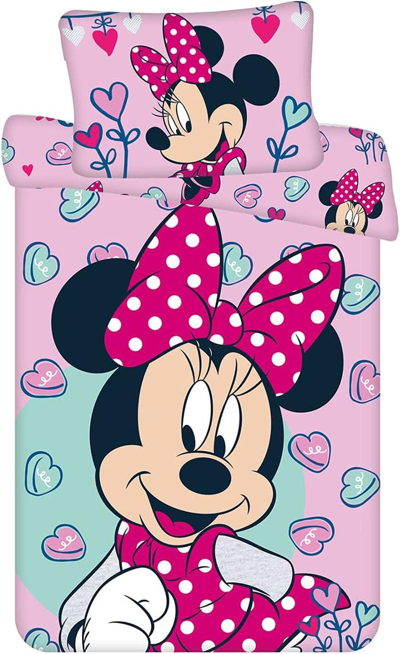 Lenjerie de pat Disney, Minnie Mouse Pink Baby, 100% bumbac cu fermoar Lenjerie de pat - copii Naty Shop Default Title