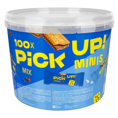 PICK UP! minis Original + Choco&Milk (1 x 1,06 kg), mini batoane ca gustare cu o tabletă crocantă de ciocolată cu lapte între doi biscuiți, pachete cu 100 de porții