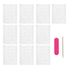 240 de bucăți de tampoane de lipici pentru unghii, tablă adezivă pentru unghii false, 10 coli de autocolante transparente, respirabile, super lipicioase, față-verso (gel jelly) pentru manichiură și unghii artificiale, inclusiv set de manichiură