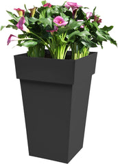 Plastiques 13635 G.ANT SX3 Ghiveci de flori din polipropilenă Toscane, 39 x 39 x 65 cm, gri