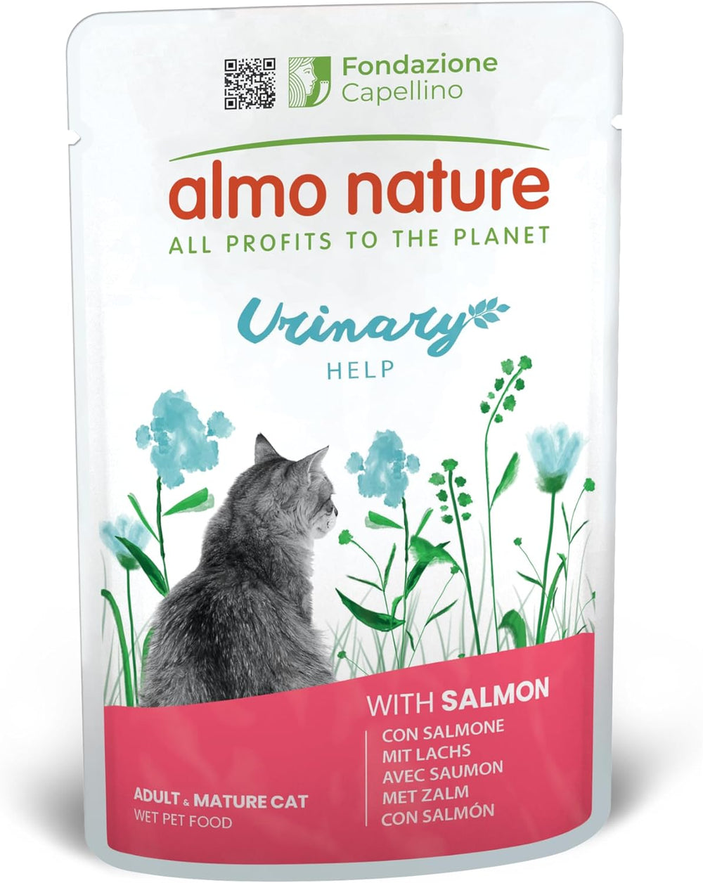 almo nature Functional Urinary Help - Hrană umedă pentru pisici adulte cu somon - Susține sănătatea tractului urinar - 30 de pliculețe a câte 70 g fiecare