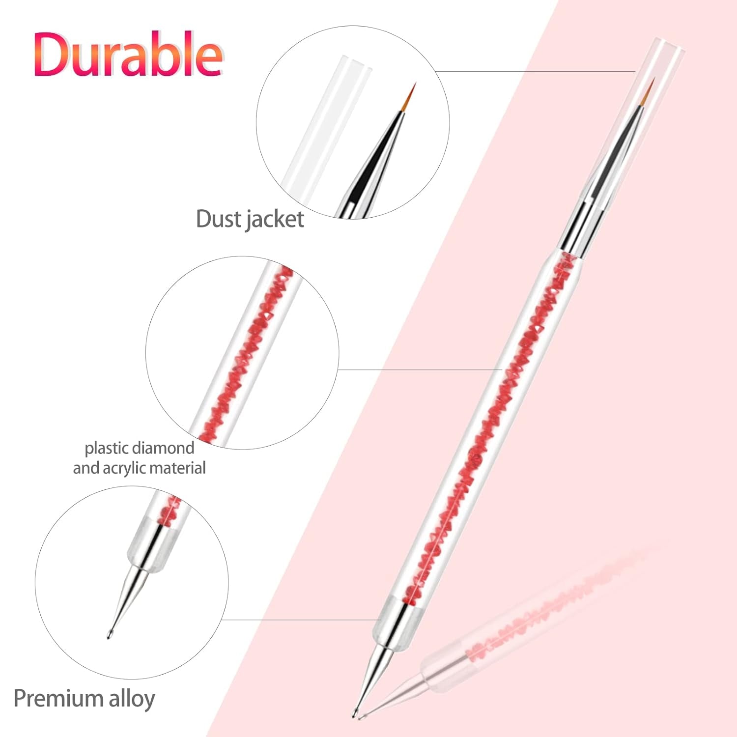 Sularpek 5 Stück Nagel Pinsel, Nageldesign Pinsel, Dotting Tool, Nail Art Liner Pinsel, Nagelverlängerung Gelpinsel, Nagelbürste Für Punktierungen, Zeichnen, Für DIY Nail Art Design