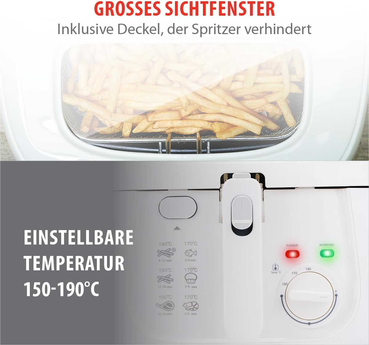 Alpina Deep Fat Fryer 2,5L DF-165, 1800W - Temperatură reglabilă până la 190°C Electrocasnice Naty Shop