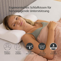 Pernă de dormit TEMPUR Original din spumă cu memorie, pernă ergonomică cu suport pentru gât pentru persoanele care dorm pe o parte și pe spate, senzație fermă, Queen M (61 x 31 x 10/7), alb