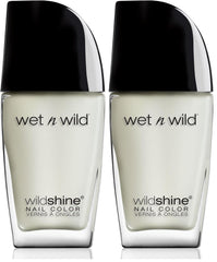 Wet n Wild, ojă Wild Shine, fără formaldehidă, toluen și ftalați, formulă de lungă durată care se usucă rapid, strat superior mat (pachet de 2)
