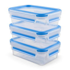 Emsa 508558 Clip & Close recipiente pentru depozitarea alimentelor | set din 3 piese | 3 x 1 litru | -40 până la +100 grade | plastic | 100 % etanș | sigiliu special pentru prospețime Cutii depozitare alimente Naty Shop