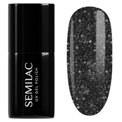 Oja UV Semilac 394 Sparkling Midnight Date 7 ml – Cer nocturn întunecat cu efect de sclipici – Colecția Love Is In The Nails