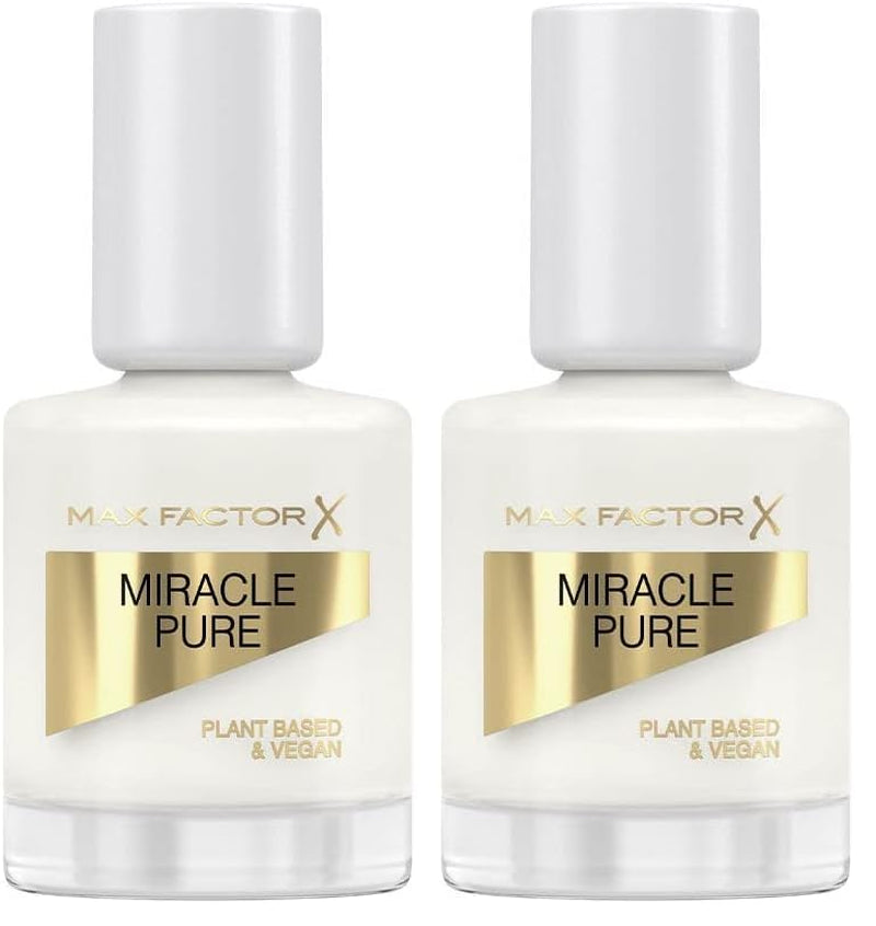 Max Factor Miracle Pure Nail Colour, nuanța 155 Coconut Milk, ojă vegană, de lungă durată, uscare rapidă, 12 ml (pachet de 2)