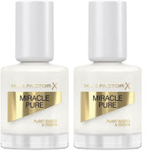 Max Factor Miracle Pure Nail Colour, nuanța 155 Coconut Milk, ojă vegană, de lungă durată, uscare rapidă, 12 ml (pachet de 2)