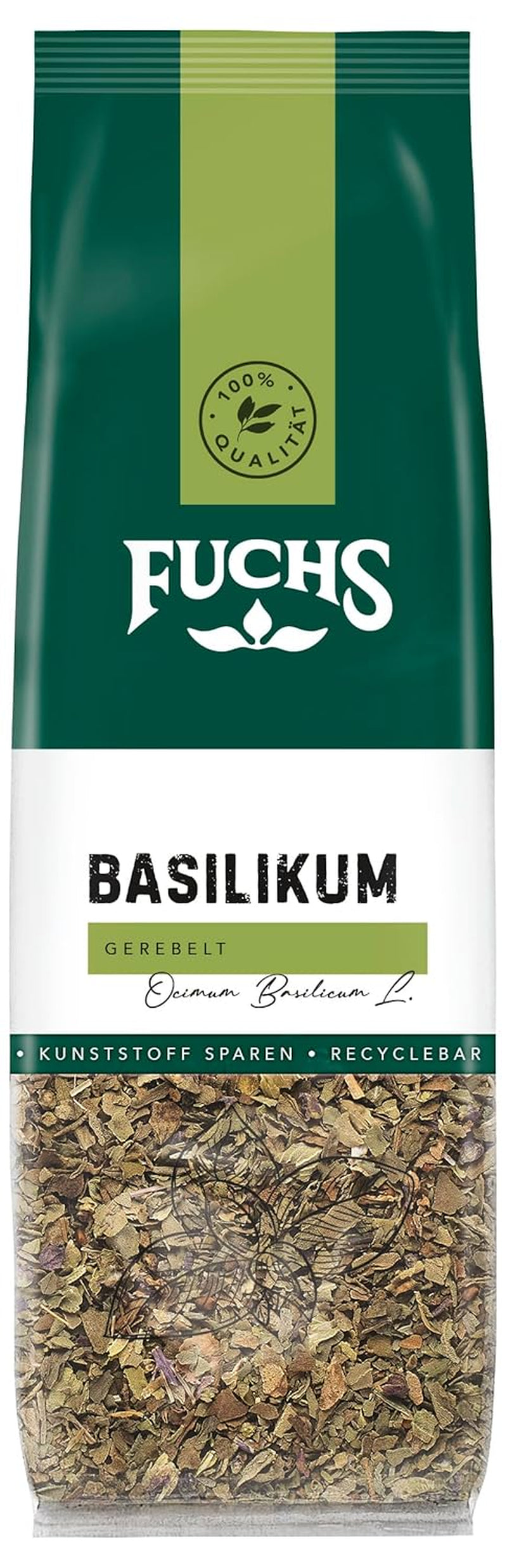 Fuchs Gewürze - Basilikum gerebelt im recyclebaren Nachfüllbeutel - 20 g