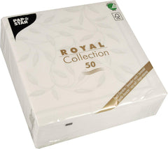 Papstar, 50 de șervețele "ROYAL Collection" 1/4 fold 40 Cm X 40 Cm Alb "New Mediterranean", #11652