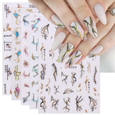 Jmeowio JMEOWIO Nagelsticker Marmor Französische Spitze 10 Blatt Nail Art Sticker Selbstklebend Nagelaufkleber Bunt Dekoration Nageldesign Zubehör