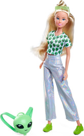 Simba Steffi Love Space Fashion – Modepuppe mit futuristischem Outfit & Rucksack zum Öffnen, 29 cm, modisches Rollenspiel für Kinder ab 3 Jahren