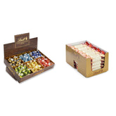 Prezentare de blat Lindor cu ciocolată | 1718 g și batoane de ciocolată cu marțipan | 25 batoane x 50 g într-un prezentare de blat | 1250 g | Marțipan pur acoperit cu ciocolată neagră | Batoane de ciocolată