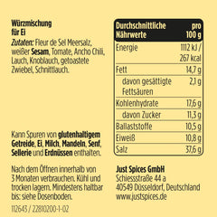 Just Spices Ei Topping I Streue Geschmack auf alle Ei-Speisen vom gekochten Ei bis Spiegelei I Gewürzdose, 55 g
