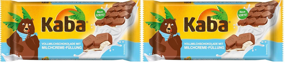 Ciocolată Kaba cu lapte integral și cremă de lapte, tabletă de ciocolată umplută, tabletă de 90 g, ciocolată care se topește în gură cu cremă ușoară de lapte și aromă originală Kaba (pachet de 2)