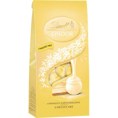 Ciocolată Lindt | Pliculețe LINDOR pentru cheesecake | 137g | 10 bile de ciocolată cu lapte cu umplutură de cheesecake care se topește în gură | Cadou de ciocolată