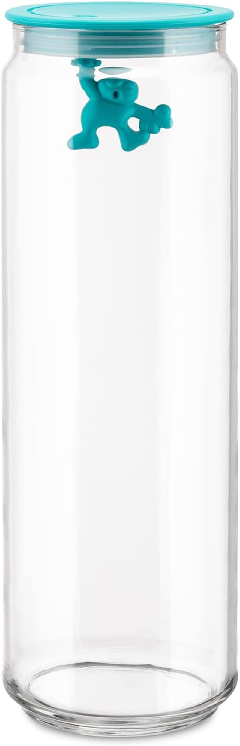 Borcan de bucătărie Alessi "Gianni" din sticlă cu capac sigilat, rășină termoplastică, negru, 27,5 x 13,5 x 28 cm Cutii depozitare alimente Naty Shop Albastru deschis 1.9 X 13.5 X 9 Cm