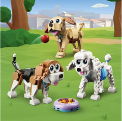 LEGO 31137 Creator 3In1 Set de câini drăguți cu figuri de animale Teckel, Pug, Poodle și multe altele, jucărie pentru copii 7+, cadou pentru iubitorii de câini Seturi de constructie Besuche den LEGO-Store