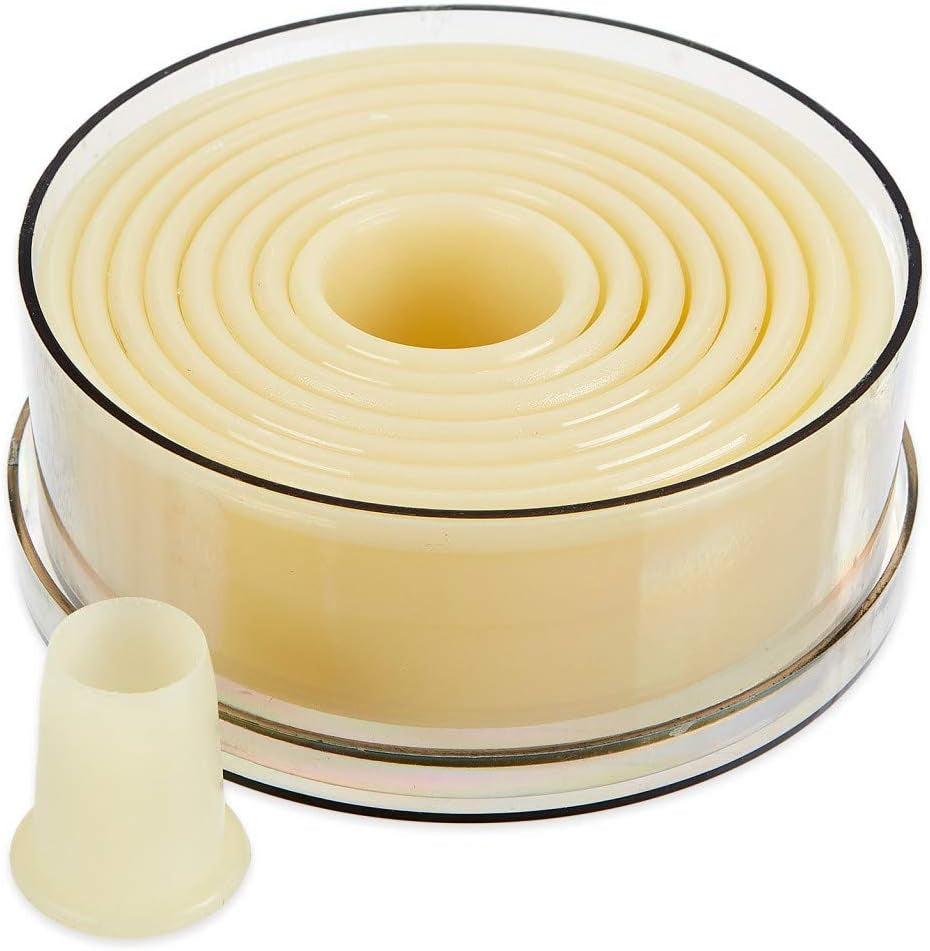 Set de forme pentru biscuiți thermohauser (nailon), rotunde și netede, albe, diametru 2,0-10,0 cm, 9 piese, plastic