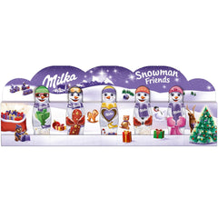 Milka Snowman Friends Alpine Milk – Mini oameni de zăpadă din ciocolată fină cu lapte alpin – 5 x 15g
