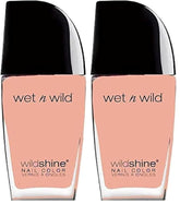 Wet n Wild, ojă Wild Shine, fără formaldehidă, toluen și ftalați, formulă de lungă durată care se usucă rapid, Tickled Pink (pachet de 2)