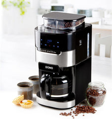 Espressor DOMO DO721K „Grind and Brew” - Funcție Boab-to-Cup - Afișaj LCD - Pentru cafea măcinată sau boabe întregi - 1,5 L