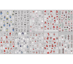 JMEOWIO Nagelsticker Glitzer Weihnachten 10 Blatt Nail Art Sticker Selbstklebend Nagelaufkleber Schneeflocken Winter Dekoration Nageldesign Zubehör