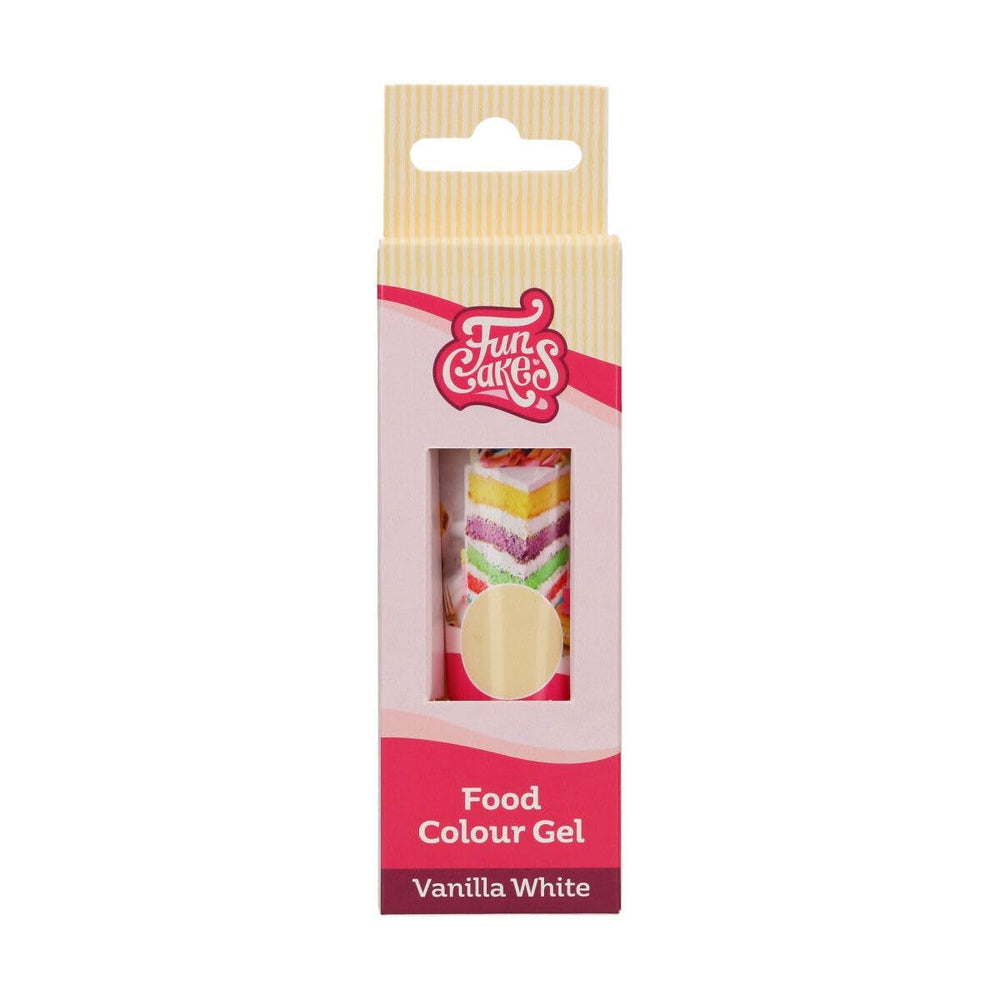 Colorant alimentar Funcakes Gel Vanilie Alb: Colorant alimentar foarte concentrat pentru aluat, cremă, fondant, marțipan, produse de patiserie, dozare ușoară, picături individuale pentru a crea culori vibrante, Halal, 30 g