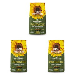 PASTASOLE, Penne Rigate cu griș de grâu dur din 100% cultivat în Italia și făină de semințe de floarea-soarelui - 500g - Bogat în proteine, conținut scăzut de carbohidrați, conținut ridicat de fibre (Pachet de 3)