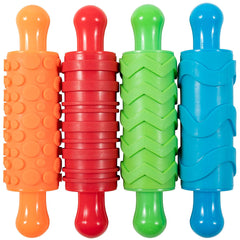 Role texturate pentru vopsea și lut - set de 4 - role de modelat texturate pentru copii - modele versatile pentru meșteșuguri și decorare