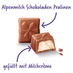 Praline Milka Congratulations – Ciocolată cu lapte alpină cu umplutură fină de cremă de lapte – 10 x 110g