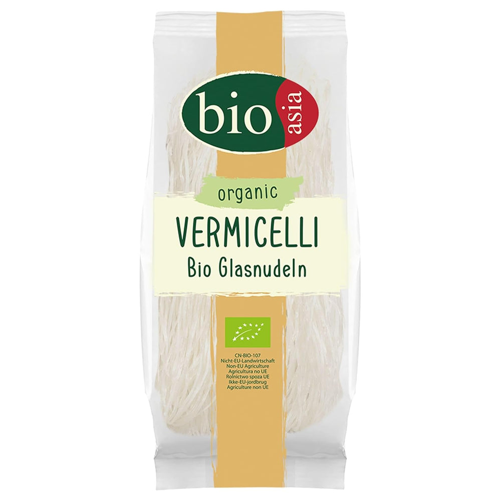 Tăiței de sticlă organici Bioasia – Tăiței lungi de sticlă din amidon de mazăre organic – Natural vegani și fără gluten – 1 x 100 g