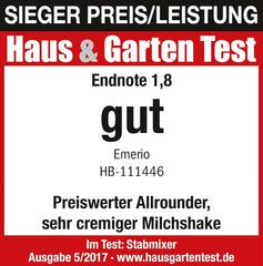 Emerio HB-111446 Stabmixer, TESTSIEGER Preis/Leistung, Gummierter Rutschfester Griff, Edelstahl, Bpa-Frei, Schwarz, 250W Bucatarie Naty Shop