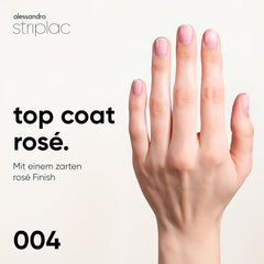 alessandro Striplac UV Top Coat Rosé - Unghii strălucitoare, rezistente la zgârieturi, până la 15 zile - Poate fi folosit cu sau fără culoare - Tehnologie delicată de îndepărtare - Vegan - Roz, Transparent, 6,5 ml