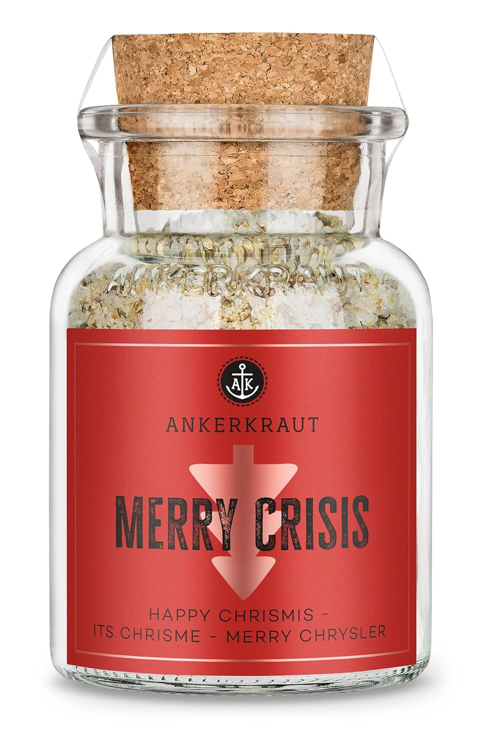 Ankerkraut "Merry Crisis" Anlass-Gewürz, Aioli Pfeffer Salz zum Verschenken, Gewürz Geschenk mit Knoblauch, 155 g im Korkenglas