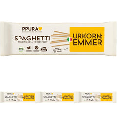 PPURA Paste Spaghete Organice cu Emmer 500g, spaghete 100% naturale din emmer, fabricate în Italia - paste italiene fără aditivi, coloranți sau conservanți